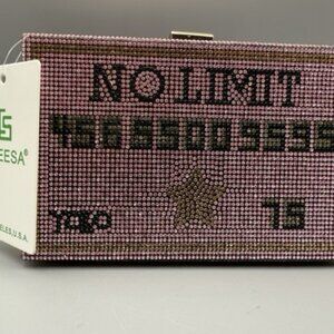 Caleesa No Limit YOLO Rhinestone Purse Pink Shiny Hardcase Girly